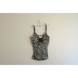 24th & Ocean Tankini Swim Top Size Medium Black White Adjustable Straps (LotB)